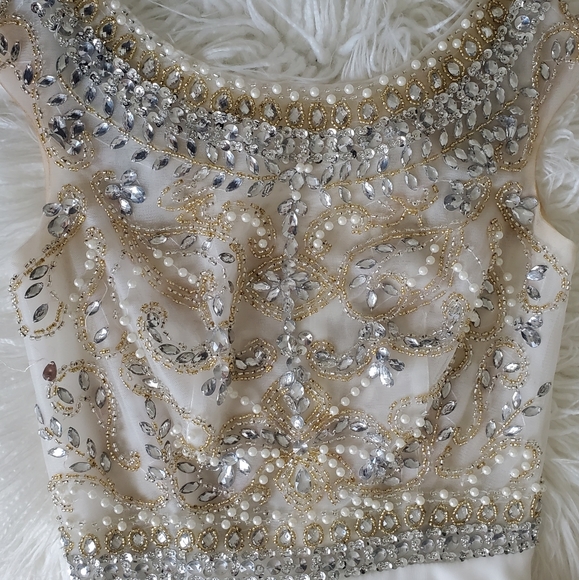 White, Gold, and Silver Prom Dress - Picture 2 of 4